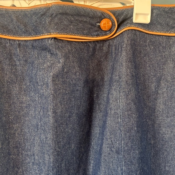 Vintage Rare Forenza Indigo Denim Blazer and Skirt with Tan Piping size 18 - Picture 7 of 12